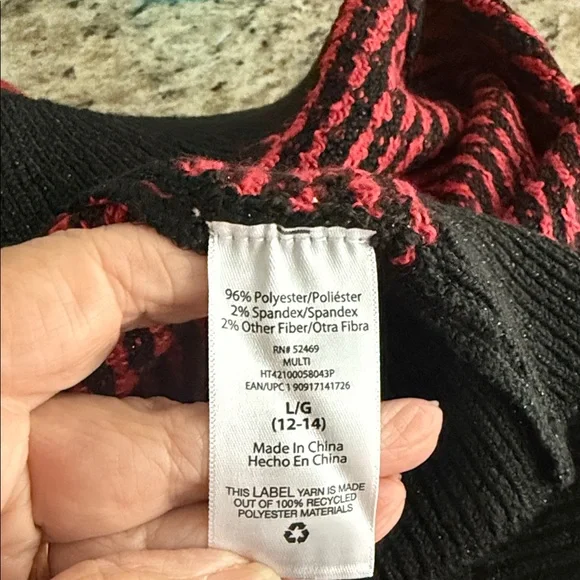 3/$20 Festive Black and Red Holiday Sweater - Picture 4 of 6